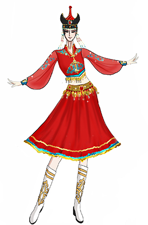 蒙古族舞蹈演出服装女子舞蹈演出服装设计！