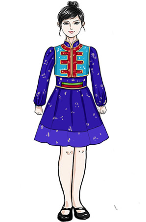蒙古儿童舞蹈演出短裙服装设计与定制新款！