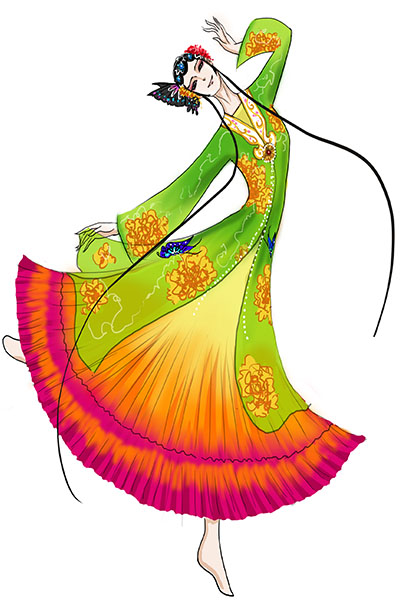 古典舞蹈百花争艳服装设计女舞台演出服装古典舞蹈服装设计