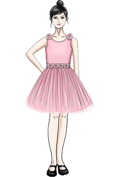校园合唱演出服装女子粉色纱裙合唱服定制！