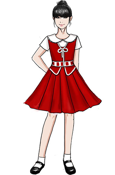 新款校园合唱演出服装儿童红色合唱服设计
