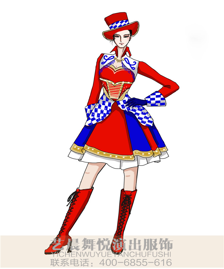 女款马戏团魔术表演服装设计新款景区演出服装小丑舞台表演服装设计